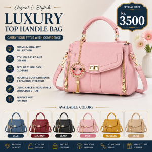 Women's Leather Shoulder Bag with Gold Plated Handles | Premium PU Leather Handbag for Office, Shopping & Daily Use