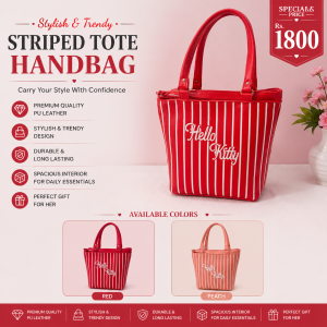 Peach Red Striped Handbag for Girls | Premium Shoulder Handbag for Office, Shopping & Daily Use