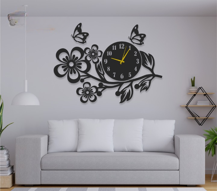3d wooden Flower wall clock Wall decor for home Wall Decoration attractive Wooden Wall Art - Image 3