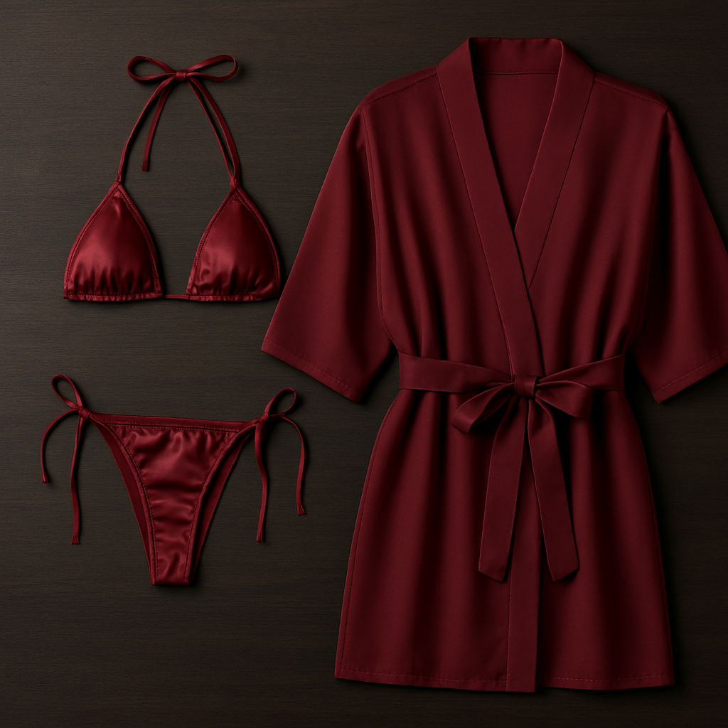 3-Piece Swimwear & Lounge Set for Women Monokini, Bikini & Sheer Robe | Free Size - Image 4