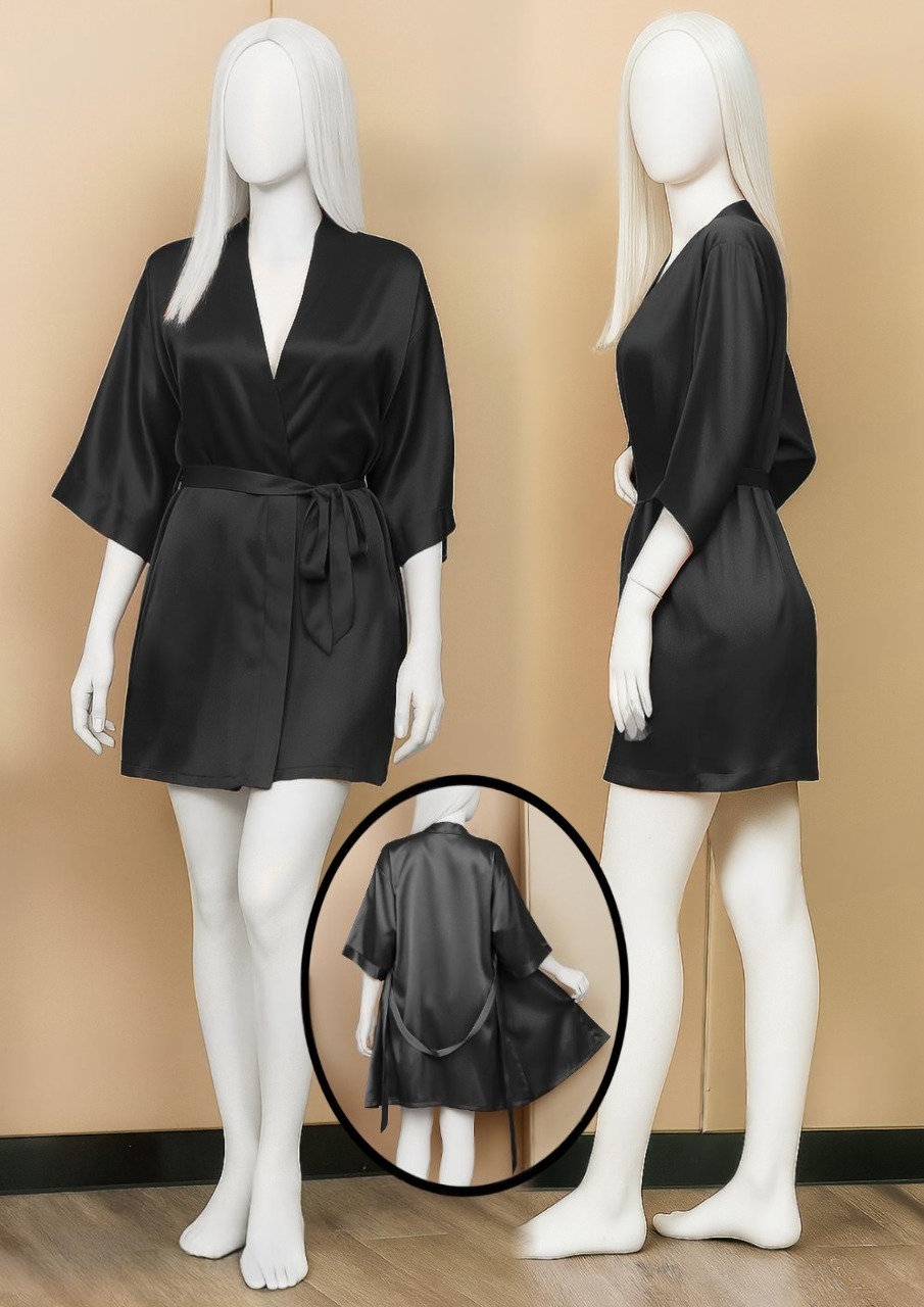 Satin Gown/Robe Short Length with Waist Tie (DC-1001)