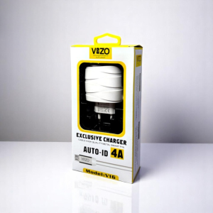 Vizo V16-Type-C  4A Smart Fast Charger (3 USB Ports + Built-in Type-C Cable)