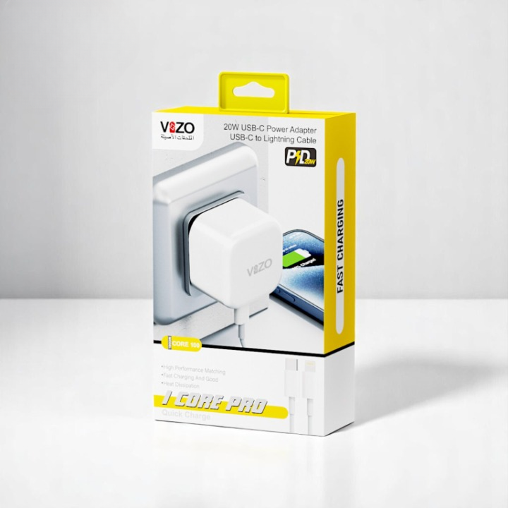 iCore Pro Premium 3-Pin iPhone Charger with Original Lightning Cable | Best Quality iphone Charger | Vizo iCore Pro - IOS Charger