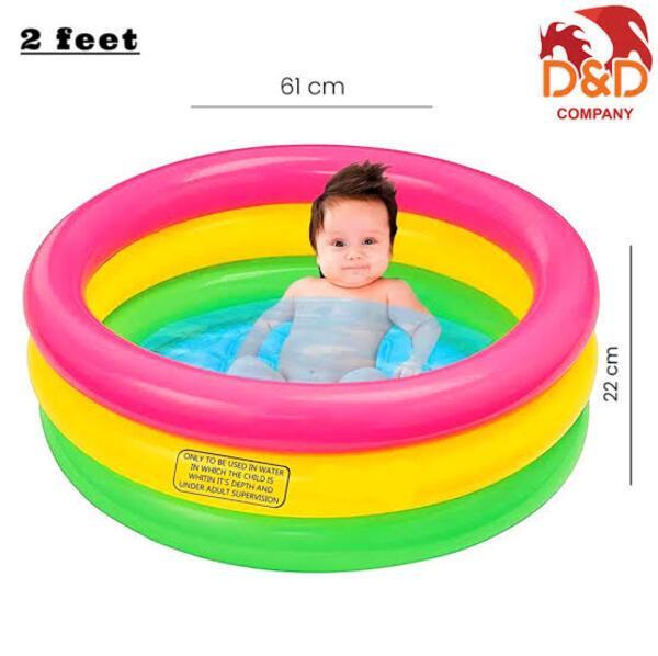 Rainbow Inflatable Kids Swimming Pool | Portable Baby Bath Tub for Balcony, Backyard & Outdoor Summer Water Play - Image 4