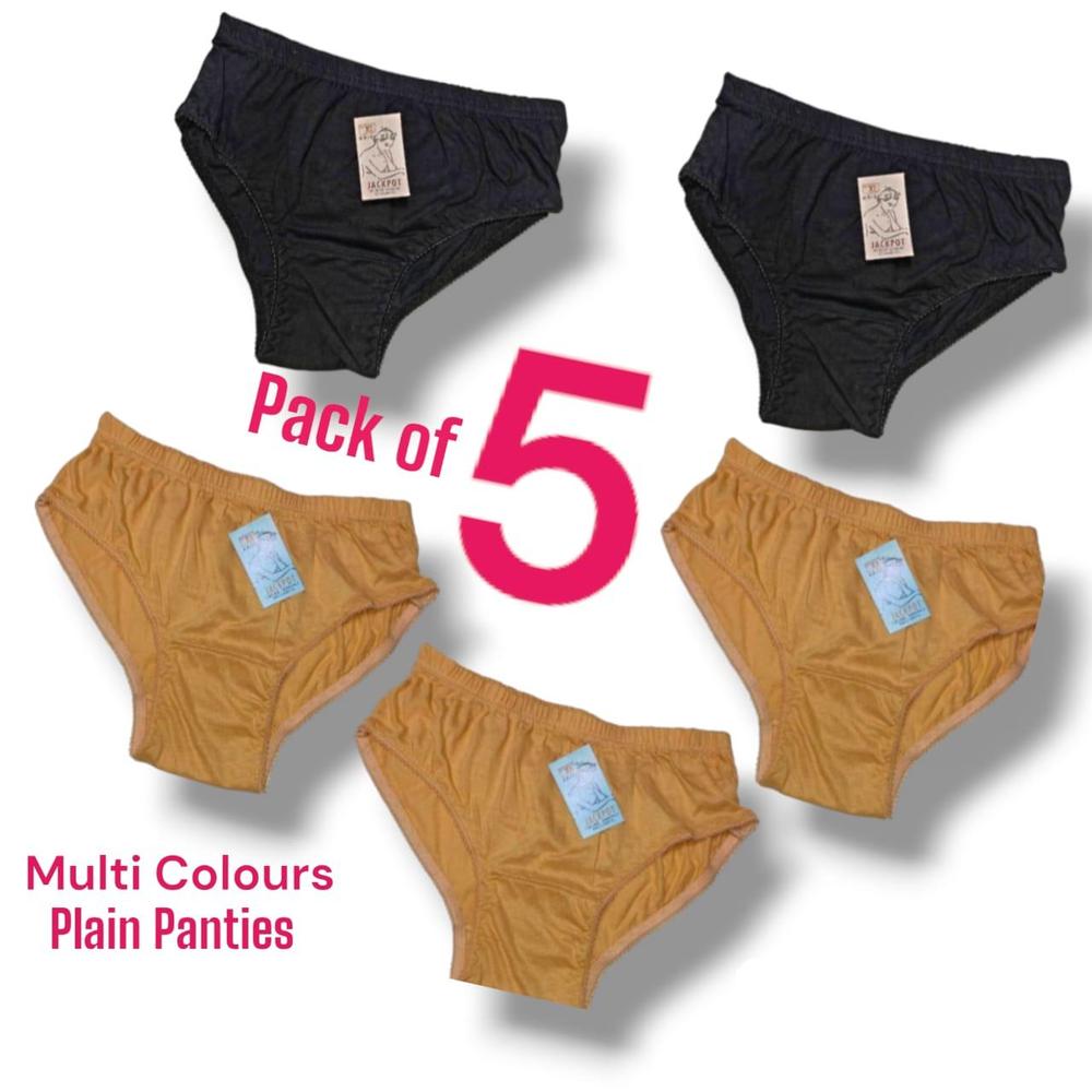 Women Cotton Plain Panties Pack of 5 Multi Colors | Soft, Breathable Everyday Women's Underwear - Image 2