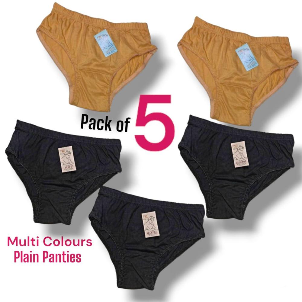 Women Cotton Plain Panties Pack of 5 Multi Colors | Soft, Breathable Everyday Women's Underwear - Image 3