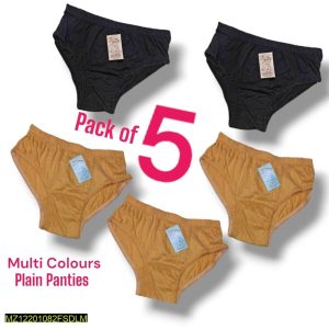 Women Cotton Plain Panties Pack of 5 Multi Colors | Soft, Breathable Everyday Women's Underwear