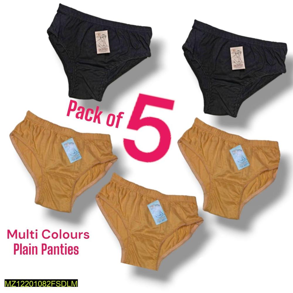 Women Cotton Plain Panties Pack of 5 Multi Colors | Soft, Breathable Everyday Women's Underwear