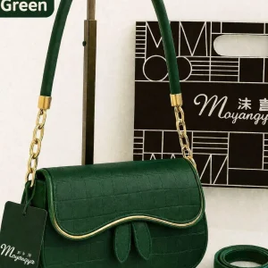 Stylish Kelly Green Shoulder Bag for Girls – 1 Pc Elegant Plain Design with Gold Chain Strap | Trendy Fashion Handbag