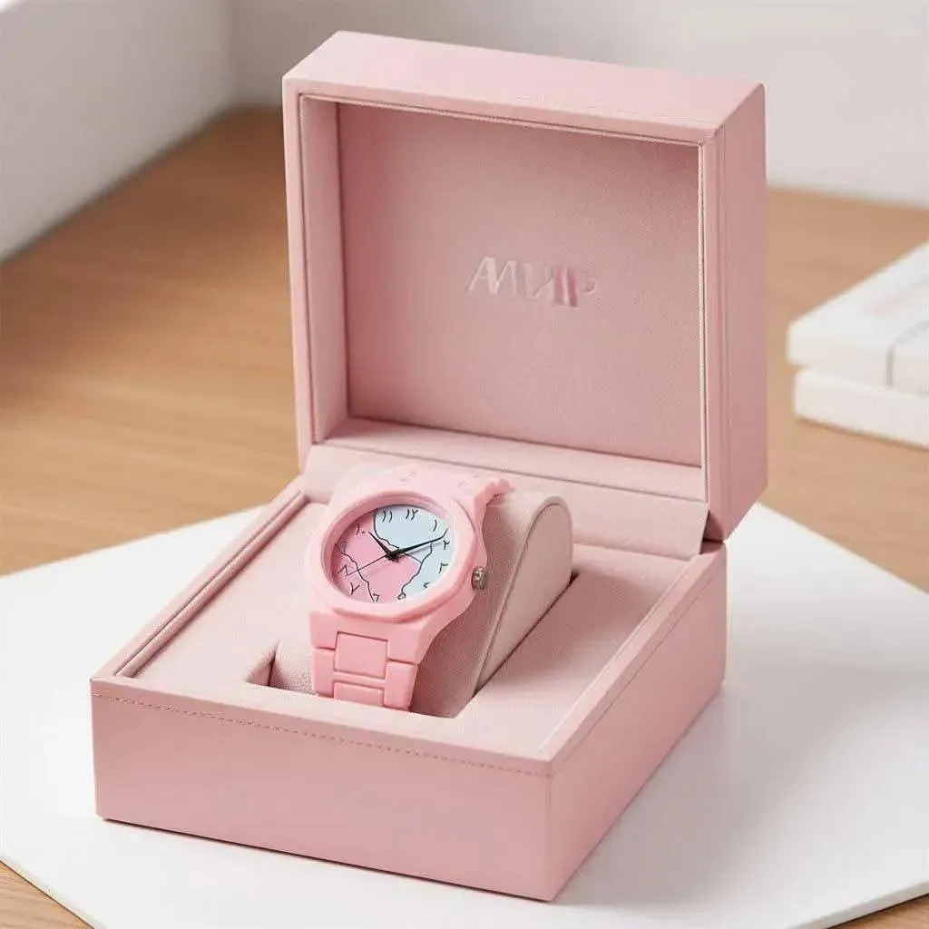Pink Women's Carbon Fiber Analogue Watch 40mm – Lightweight Fashion Wrist Watch with Arabic Numeral Dial