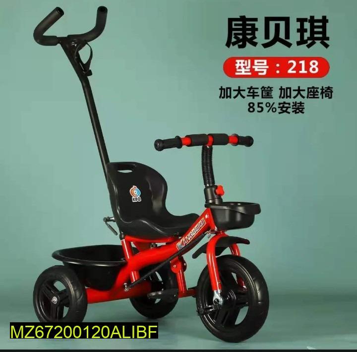 Blue Kids Tricycle with Front Basket & Seat - Image 3