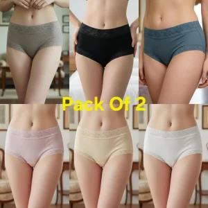 Silk Lace Briefs Pack of 2 Multicolor | Soft, Elegant & Comfortable Women's Underwear