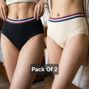 Silk Waist Briefs Pack of 2 Multicolor | Soft, Comfortable & Breathable Women's Everyday Underwear