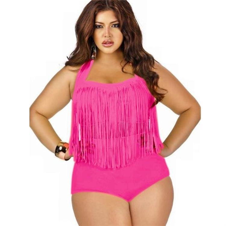 Plus Size Tassel Bikini for Women White High Waist | Stylish, Comfortable & Flattering Swimwear - Image 4