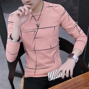 Men Korean Style Long Sleeve Graphic T-Shirt Casual Fashion for Men