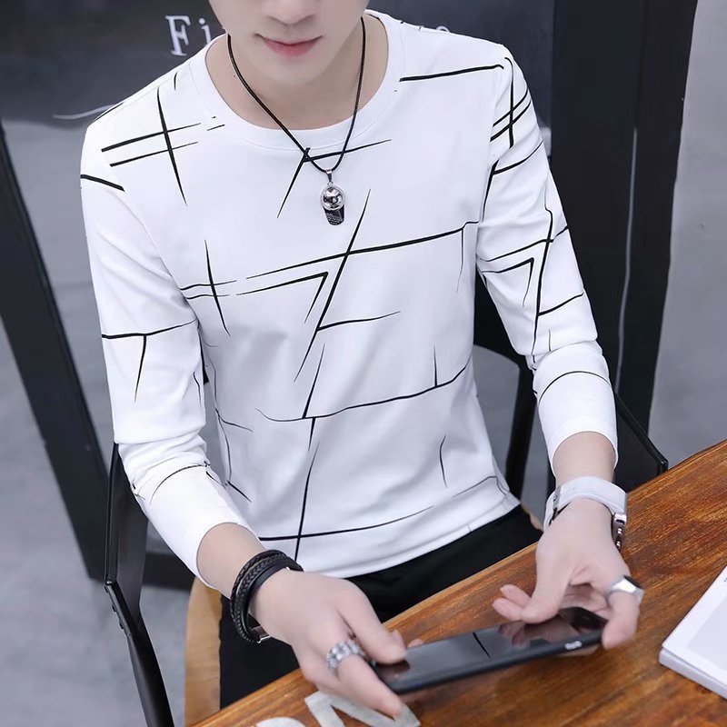 Men Korean Style Long Sleeve Graphic T-Shirt Casual Fashion for Men - Image 3