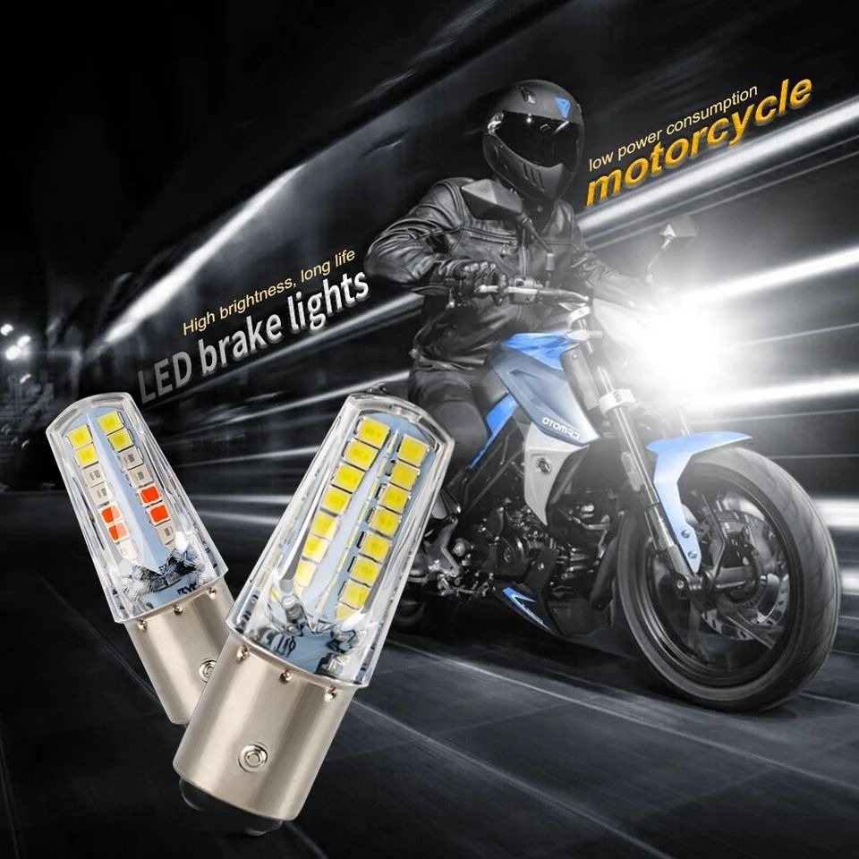 Pack of 2 Headlight & Backlight Bulb | Yellow/White Beam + Red/Blue Flasher | Universal for All Bikes - Image 3