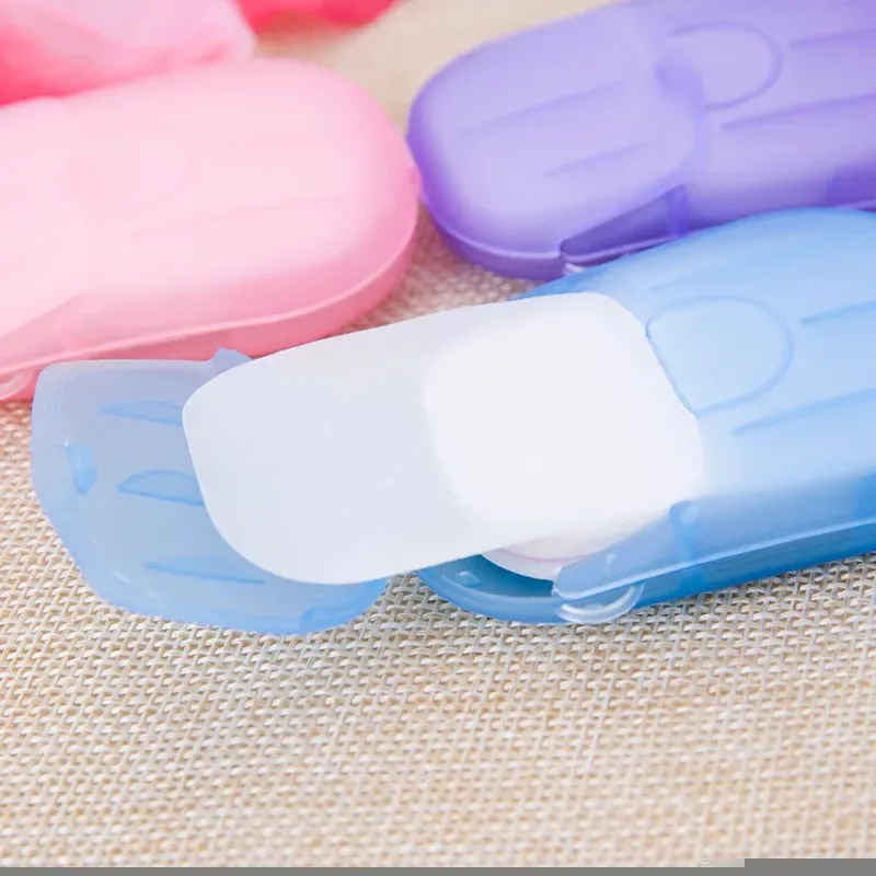 Pack of 10 Travel Soap Outdoor Portable Mini Paper Soap Paper Washing Hand Bath (Random Color) - Image 2