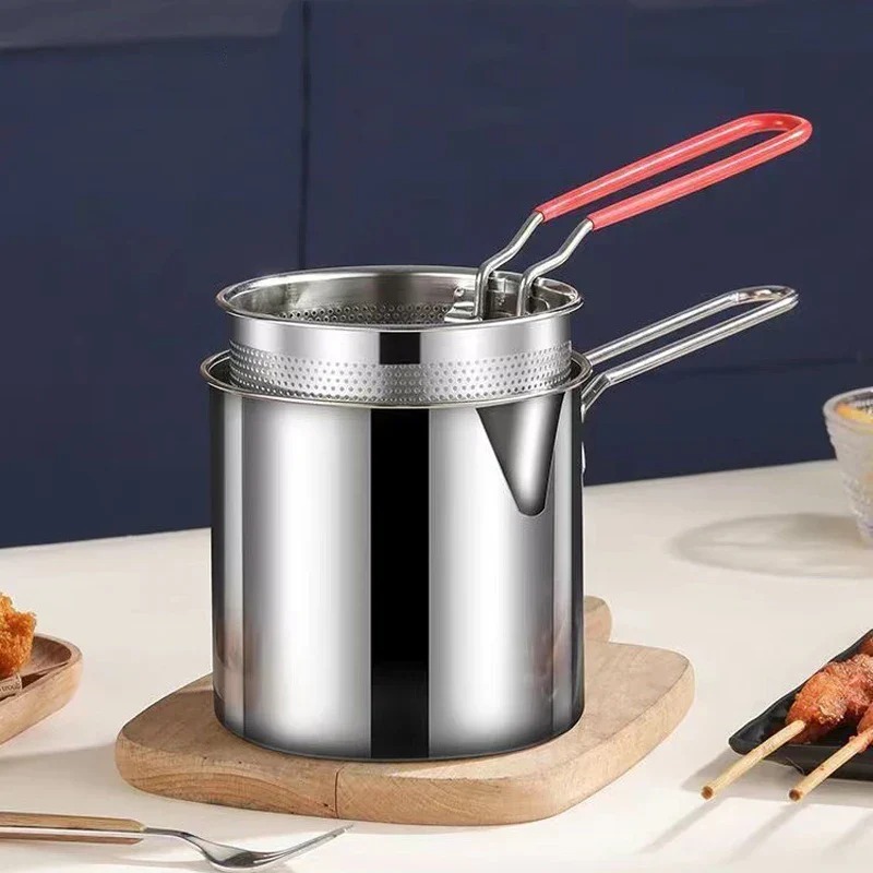 Stainless Steel Deep Fryer Frying Pot With Strainer 12ML Capacity - Image 5