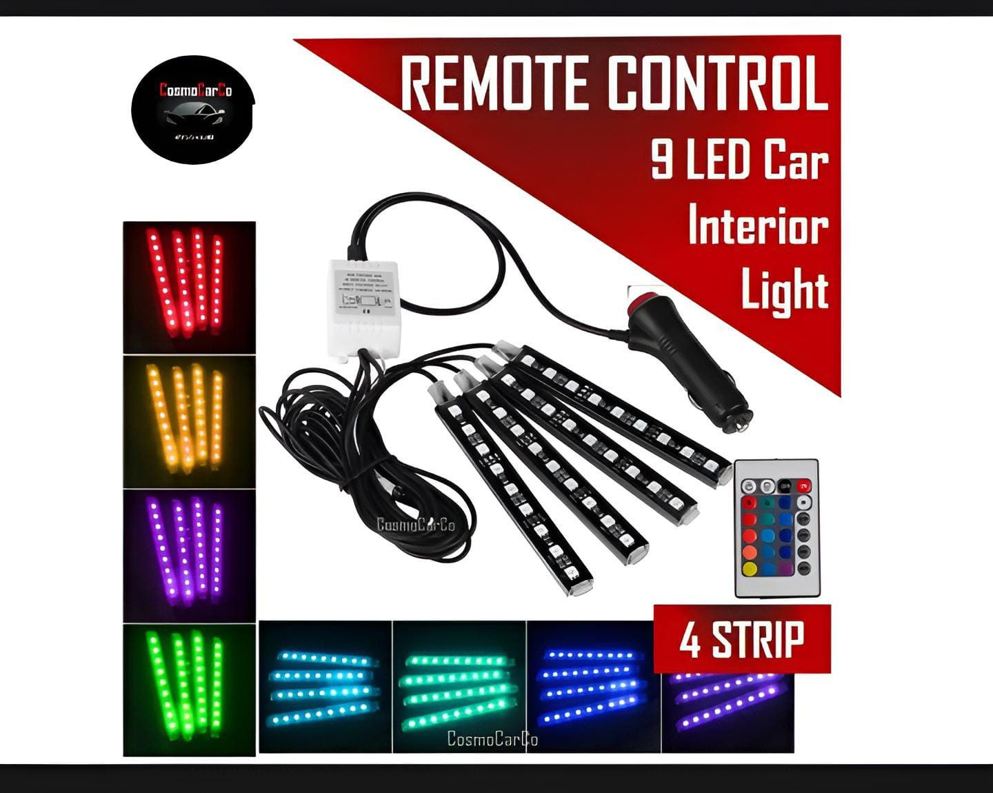 Interior light (with remote) 12 led RGB LIGHT strip Without button for bike/car/jeeb and all vehicles (With Box Packing) - Image 5