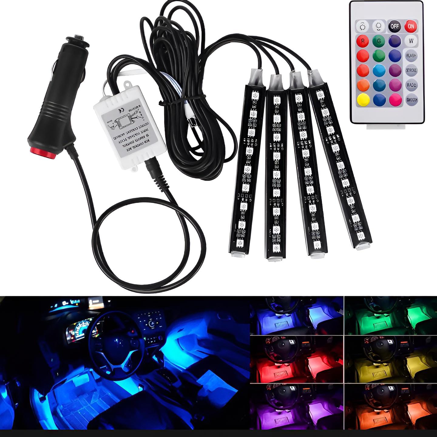 Interior light (with remote) 12 led RGB LIGHT strip Without button for bike/car/jeeb and all vehicles (With Box Packing) - Image 3