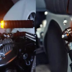 Dual Color Turn Signal Indicator Motor Cycle Handle Grip Bar Blinker Side Marker Lamp Motorcycle Decoration Handlebar End Light (2 Pcs) ( Yellow color)