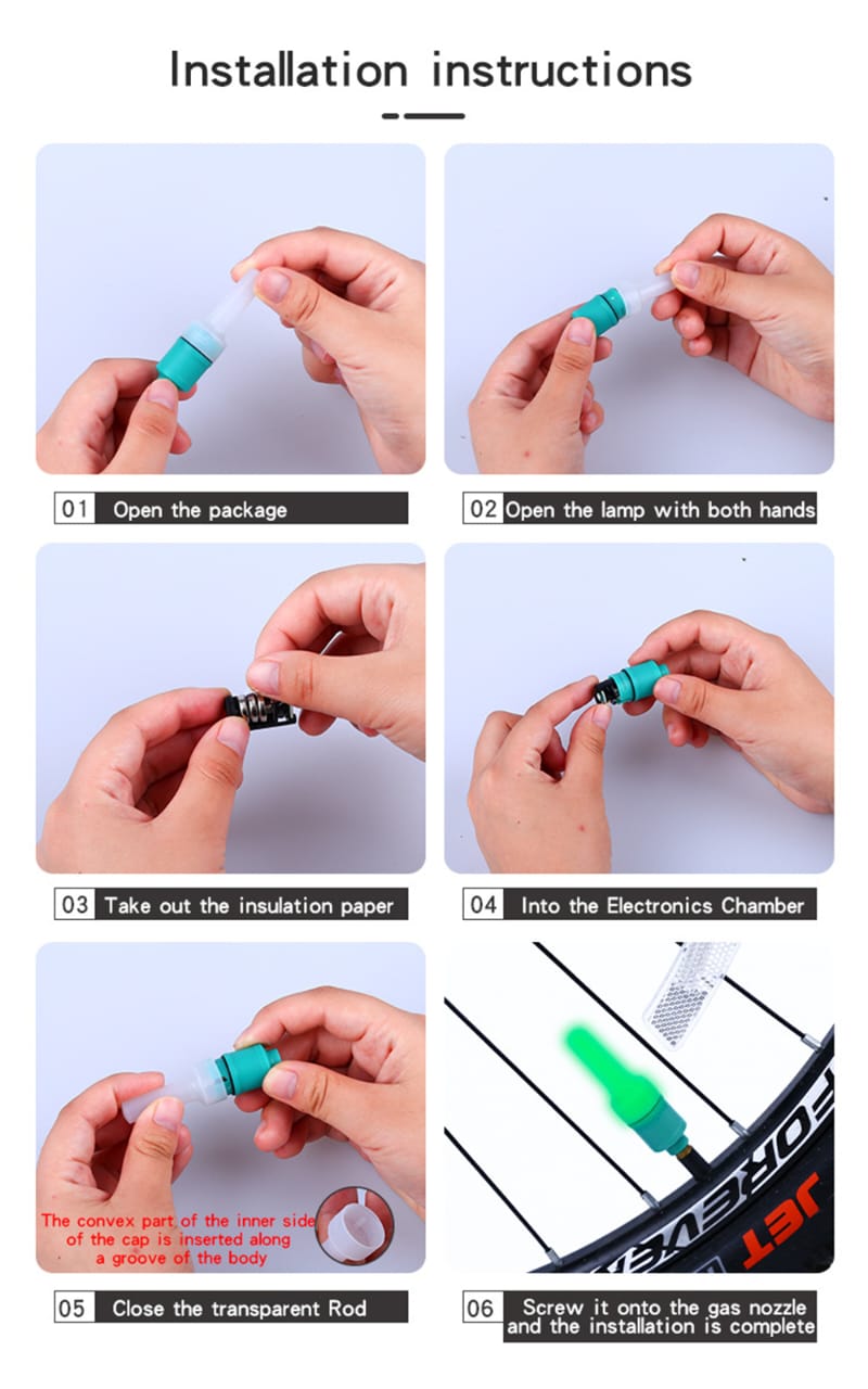 (4pcs)New wheel sensor light motion light sensor led valve light for bicycle/ bike/car for all vehicle nozzle lamp stick - Image 3