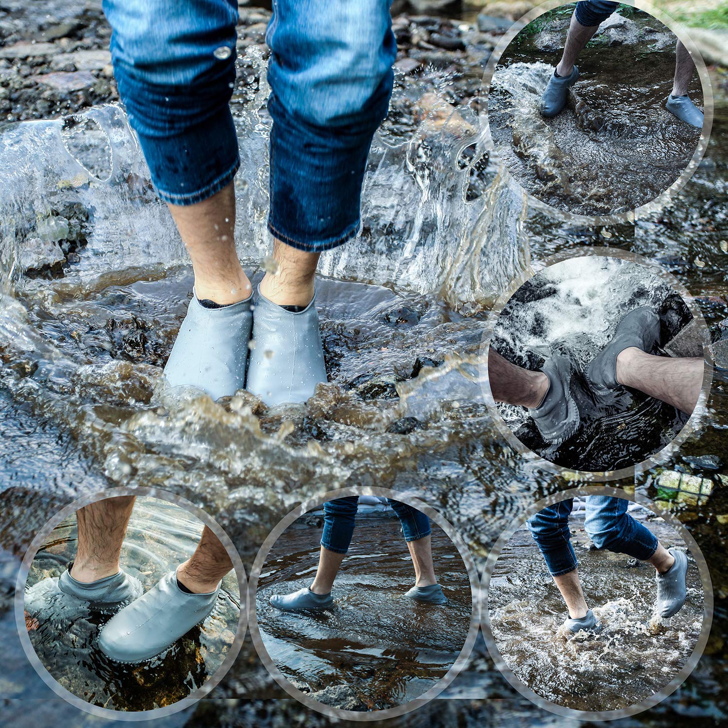 Rain Boot Thicken Waterproof Silicone Gel Shoe Cover Rain (Color random) - Image 2