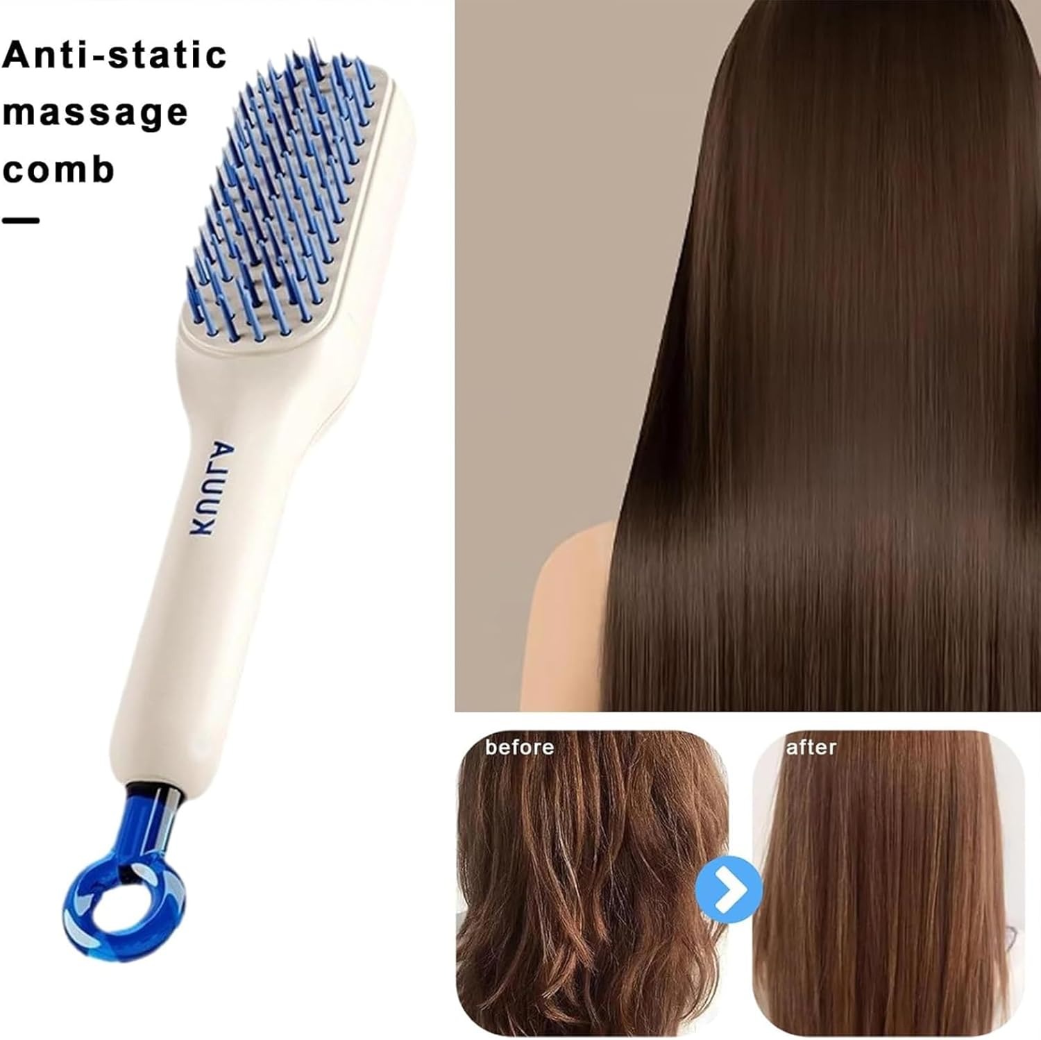 Self Cleaning Magic Hair Brush, One-click Cleaning Telescopic Hair Comb (Random Color) ( Without Box ) - Image 3
