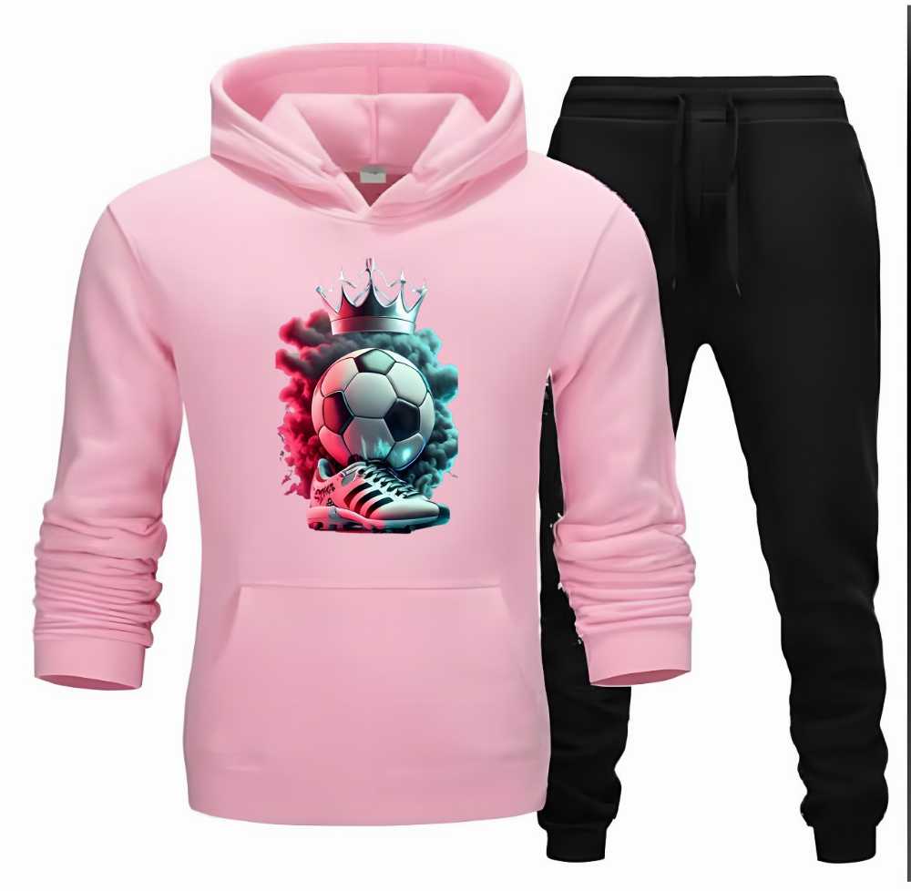New Arrival Dollar Hand Printed Pink Hoodie & Black Trouser Tracksuit for Women & Men โ Thick Fleece Winter Wear - Image 2