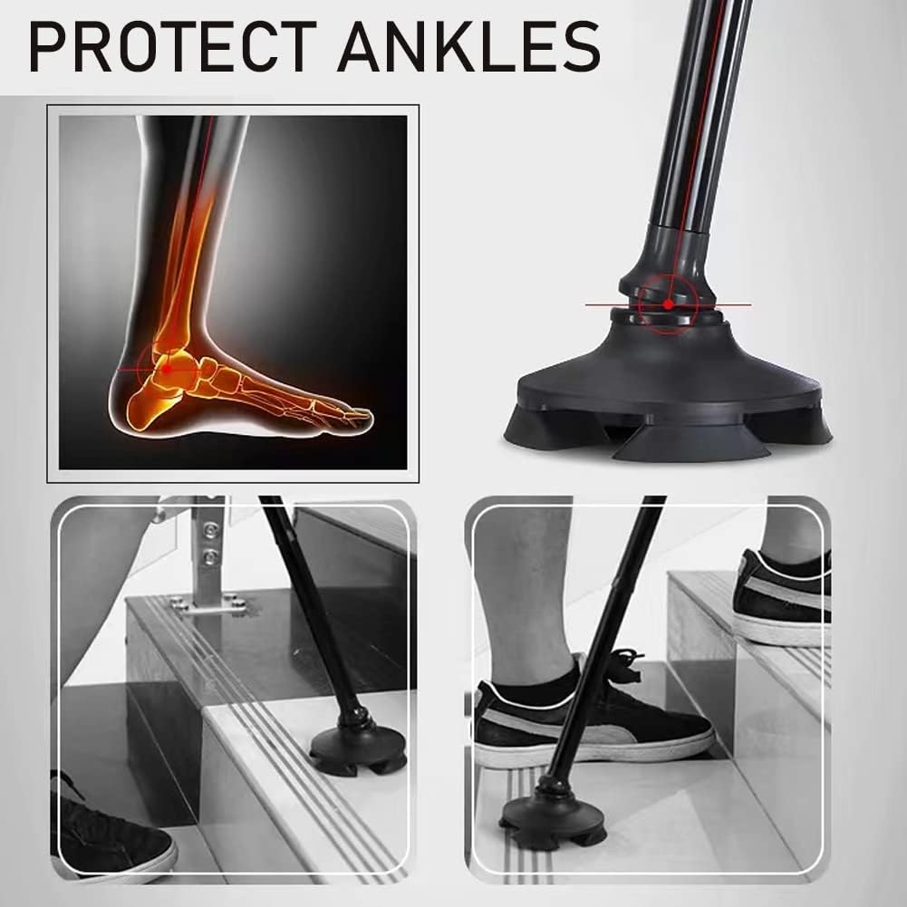Portable Folding Walking Stick with Led Light & Aluminium Handle For Adults or old Peoples Black - Image 3