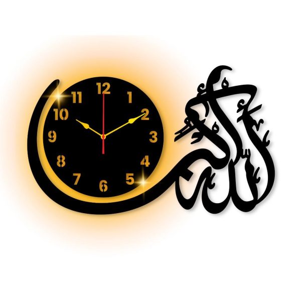 Allah hu Akbar Islamic Wall Clock with light Hanging Decor - Image 2