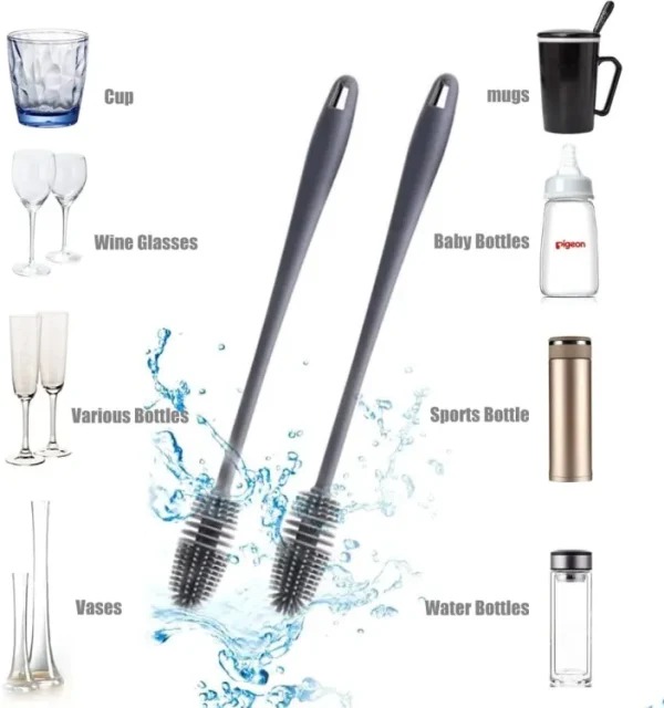 1 pcs Silicone Feeder Bottle Brush Glass Brush Cup Brushes Long Handle - Image 2