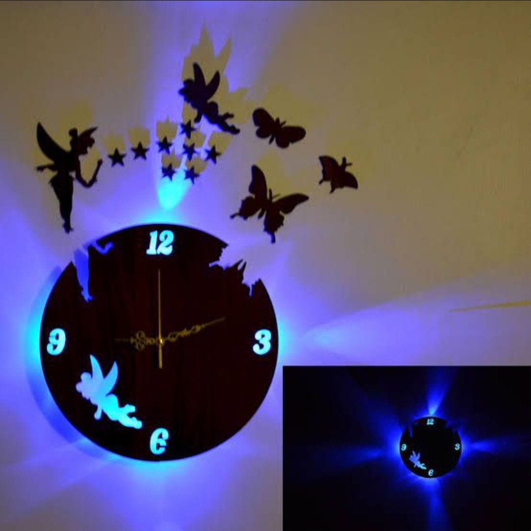 Buy one get one free 3d wall clock with light and pack of 30 butterfly - Image 2