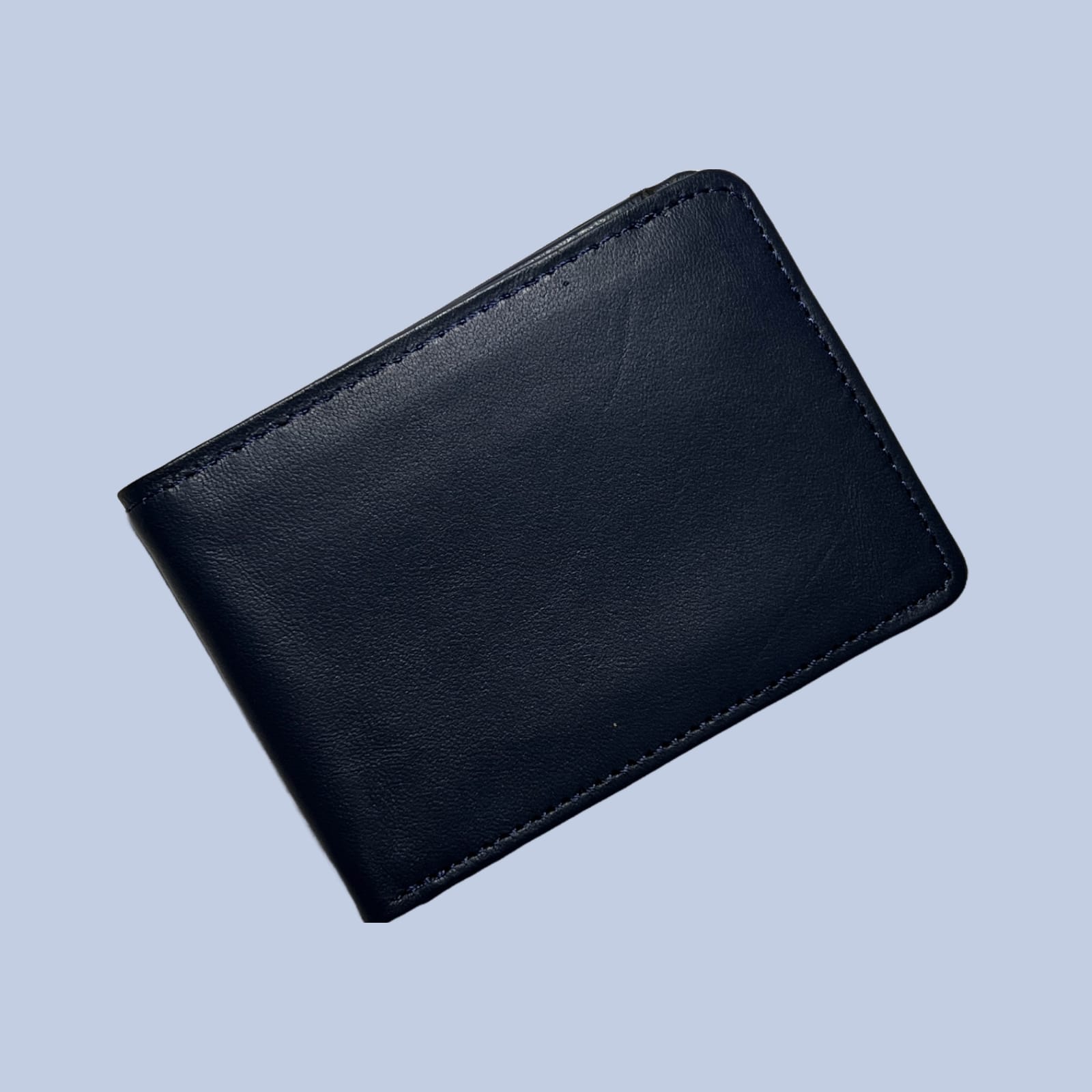buffalo Leather Plain Wallet Men Short Wallet Purse Small Vintage Wallets Card Holder ( dark blue ) - Image 3