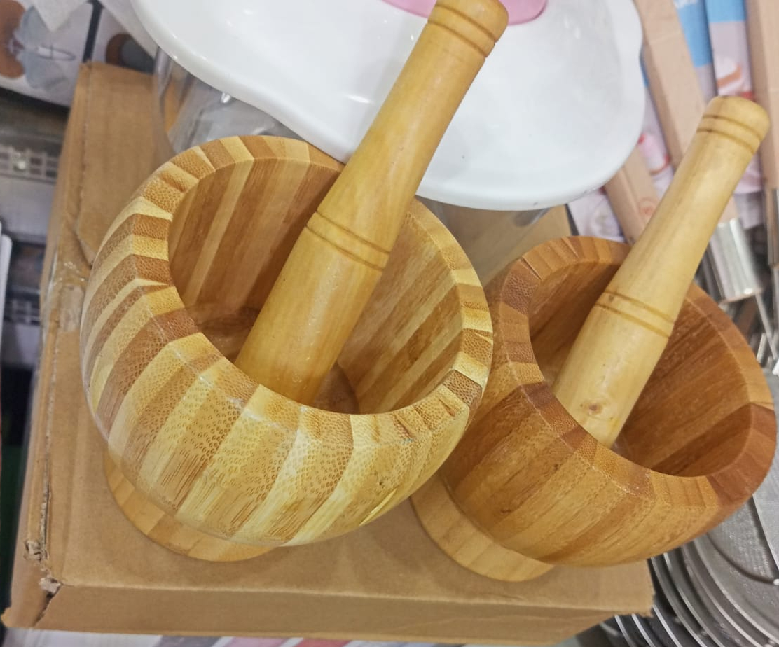 01 Set Wooden Pestle and Mortar For Crushing - Image 3