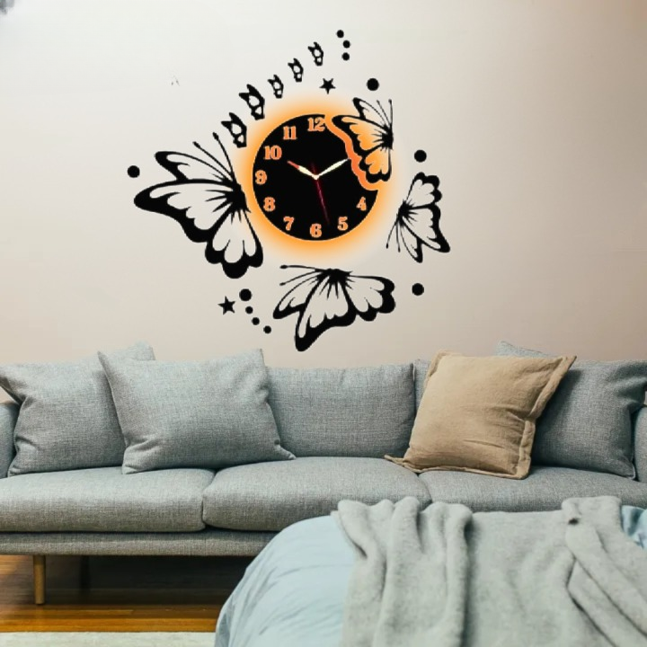 3d Butterfly wall clock | Wooden Wall Clock | Wall Art for Home Decor | Wooden Wall Art - Image 2