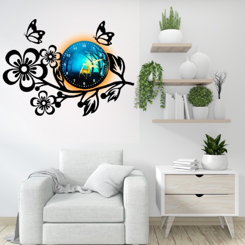 3D Wooden Flower Clock With Esthetic Dial Wall Clock | Best Quality Wall Clock For Home Decor | Home Decor Clock 25 inch - Image 4