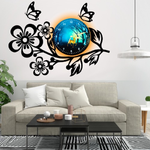 3D Wooden Flower Clock With Esthetic Dial Wall Clock | Best Quality Wall Clock For Home Decor | Home Decor Clock 25 inch - Image 2