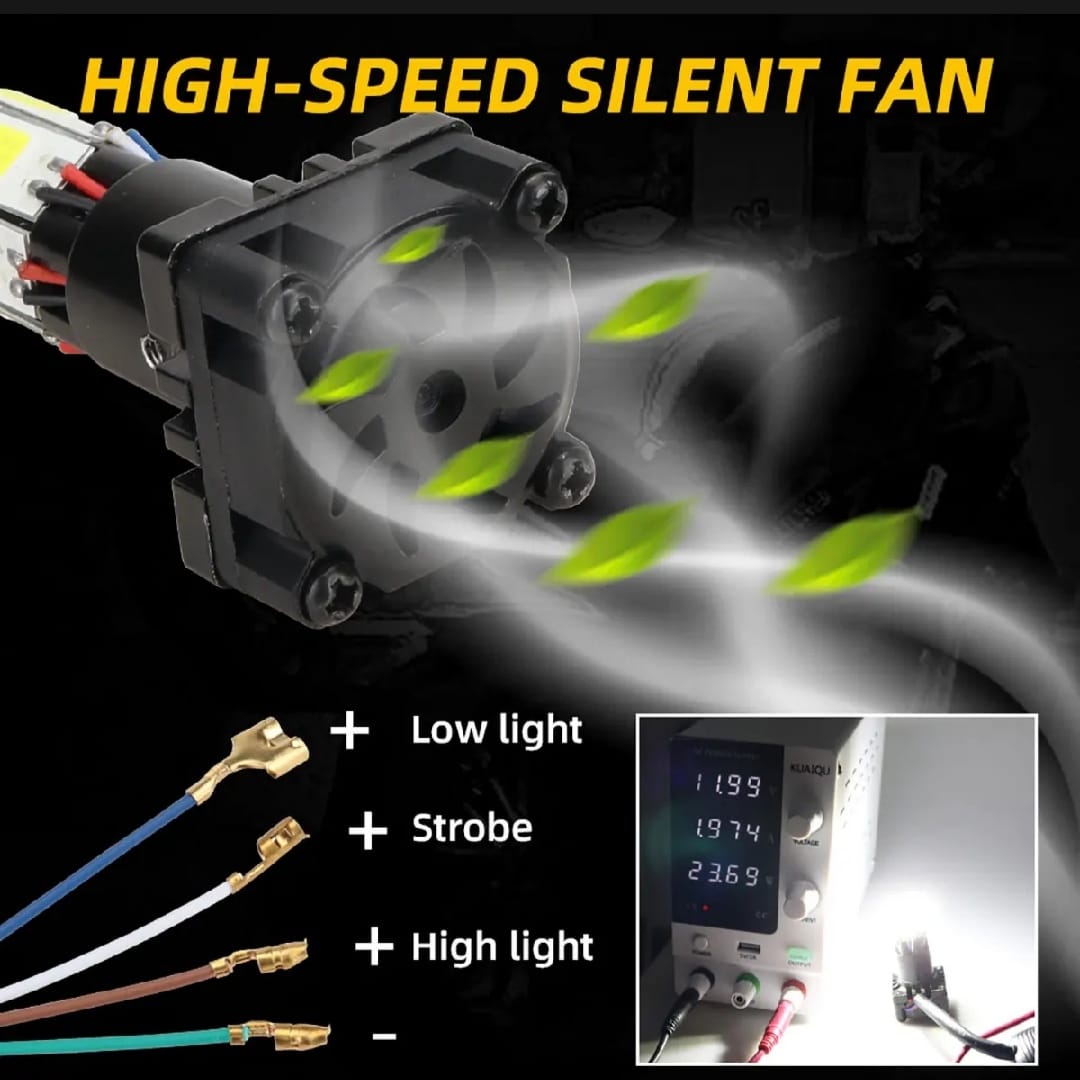 M6 LED Universal Headlight with Fan for All Bikes - Image 5