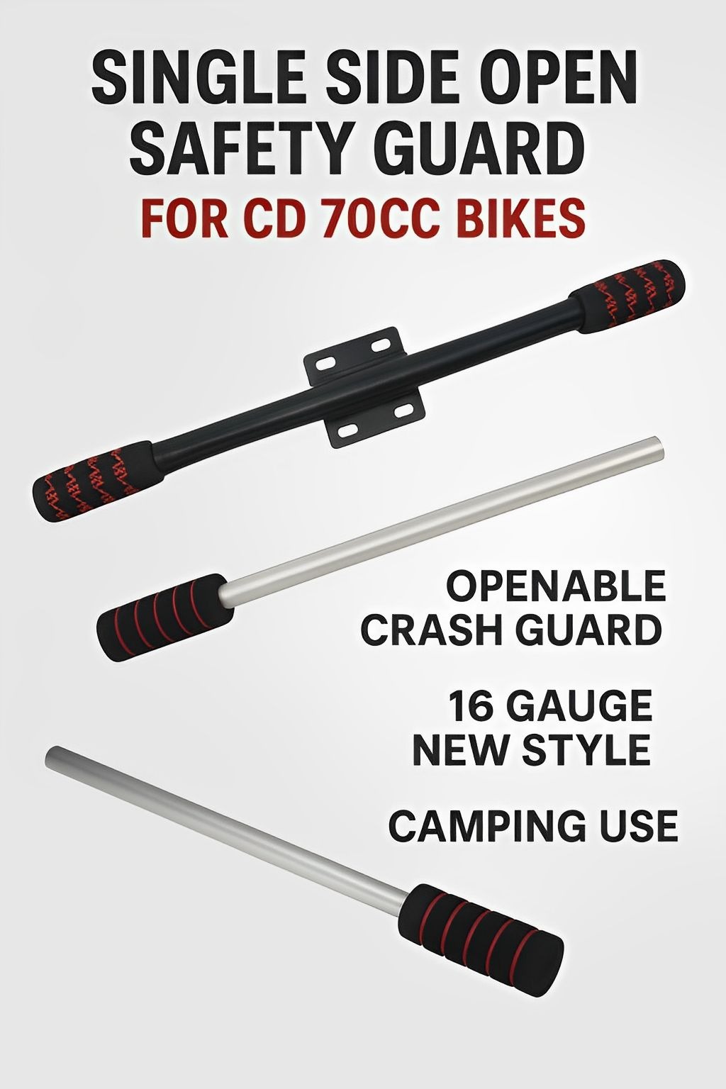 Single Side Open Safety Guard Stick for CD 70cc Fancy Rod Openable Crash Guard - Image 2
