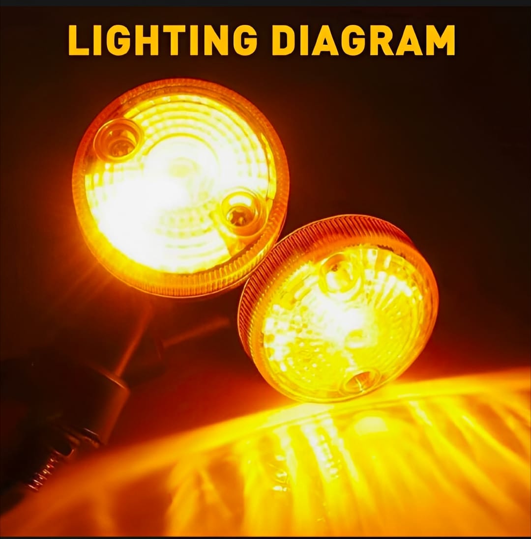 Pack of 4 Universal Motorcycle Turn Signal Indicators | Amber Isharay Lights | Round Fit for 70cc & 125cc Bikes - Image 5