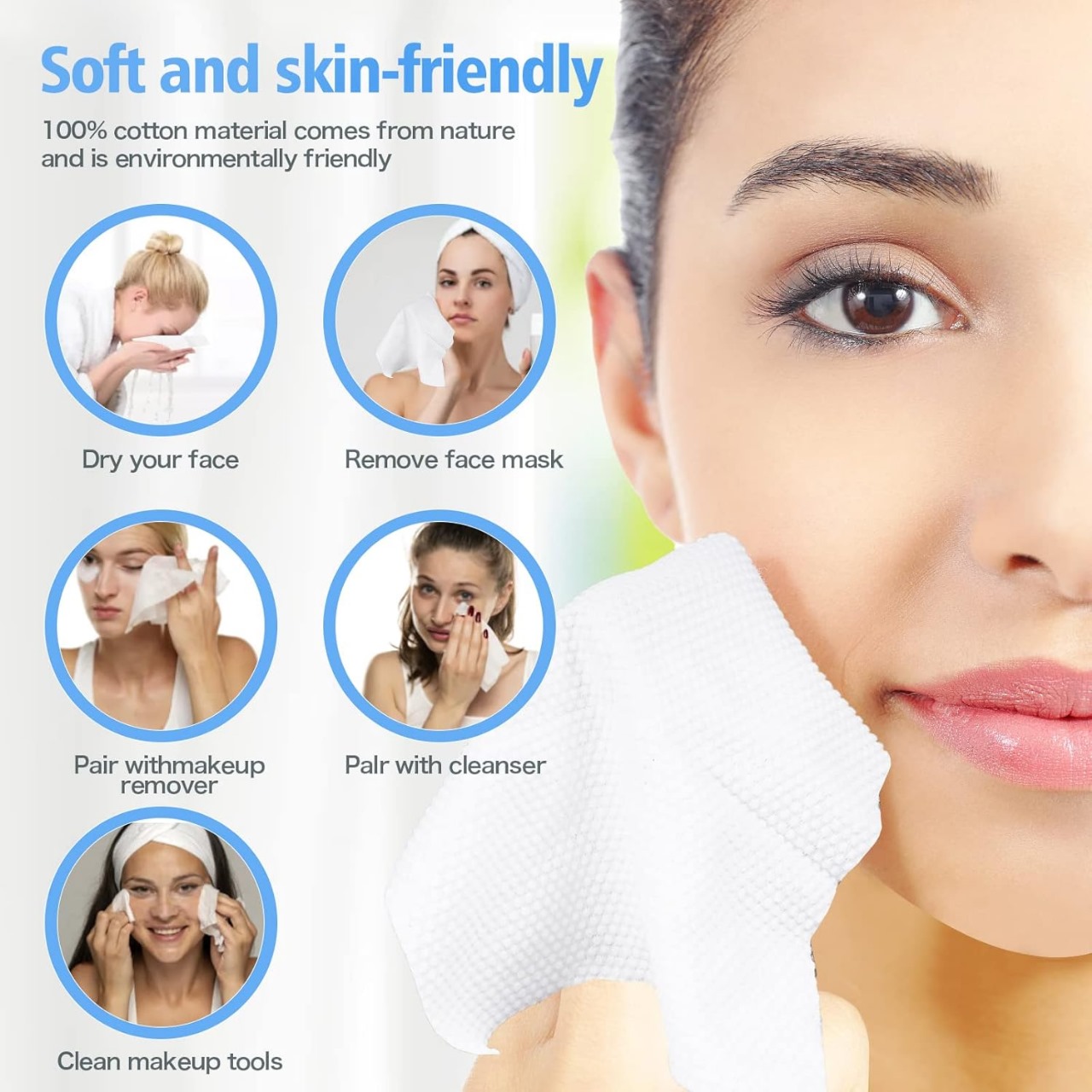 Disposable Face Towel 70 Pcs Ultra Soft, Thickened Cotton Tissues - Image 2