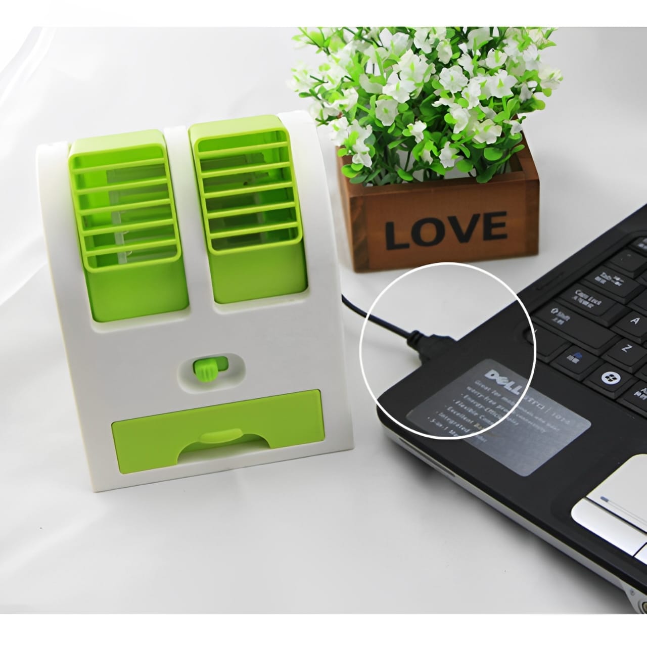 Portable Mini AC Air Cooler USB & Battery Operated | Dual Blower with Ice Tray - Image 5