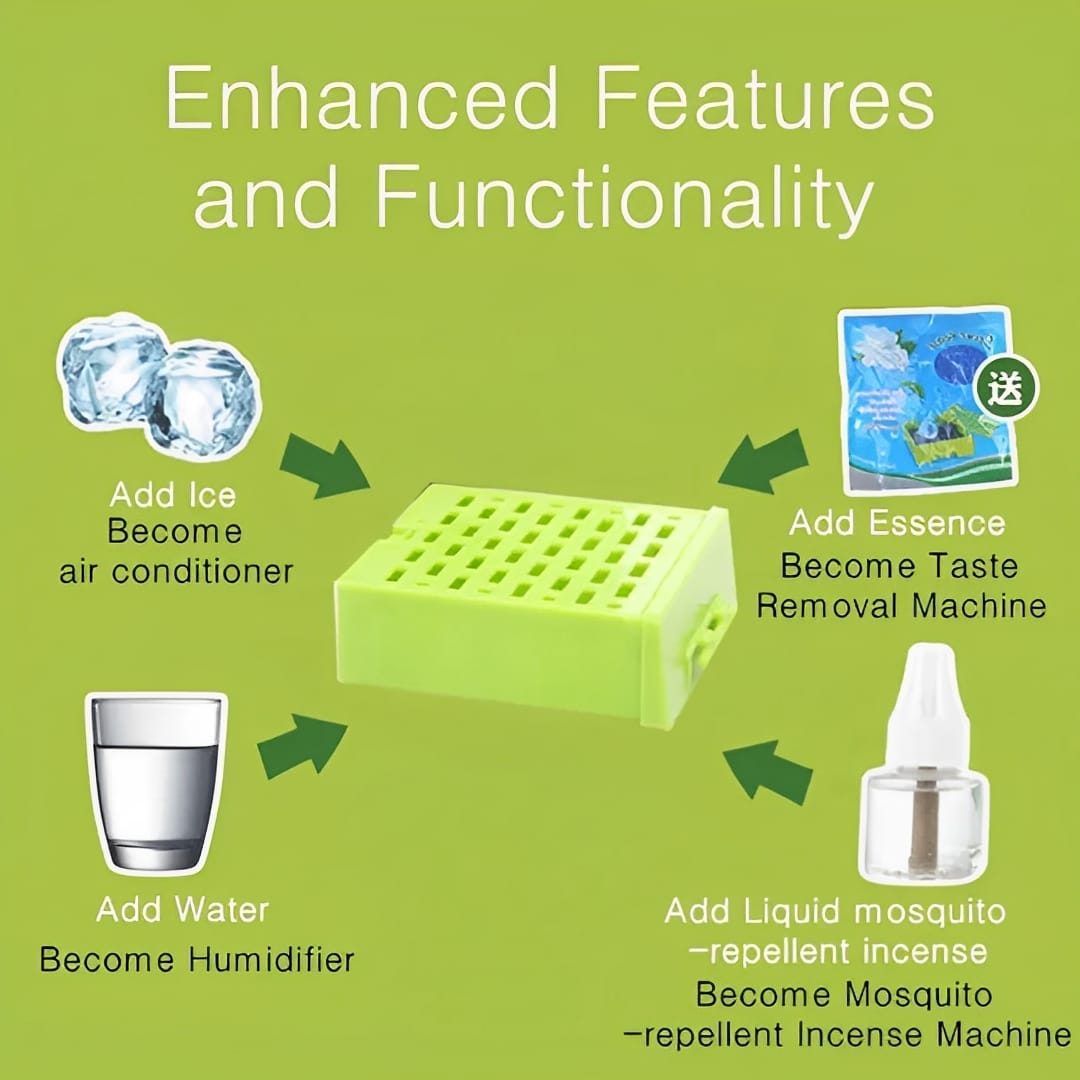Portable Mini AC Air Cooler USB & Battery Operated | Dual Blower with Ice Tray - Image 2