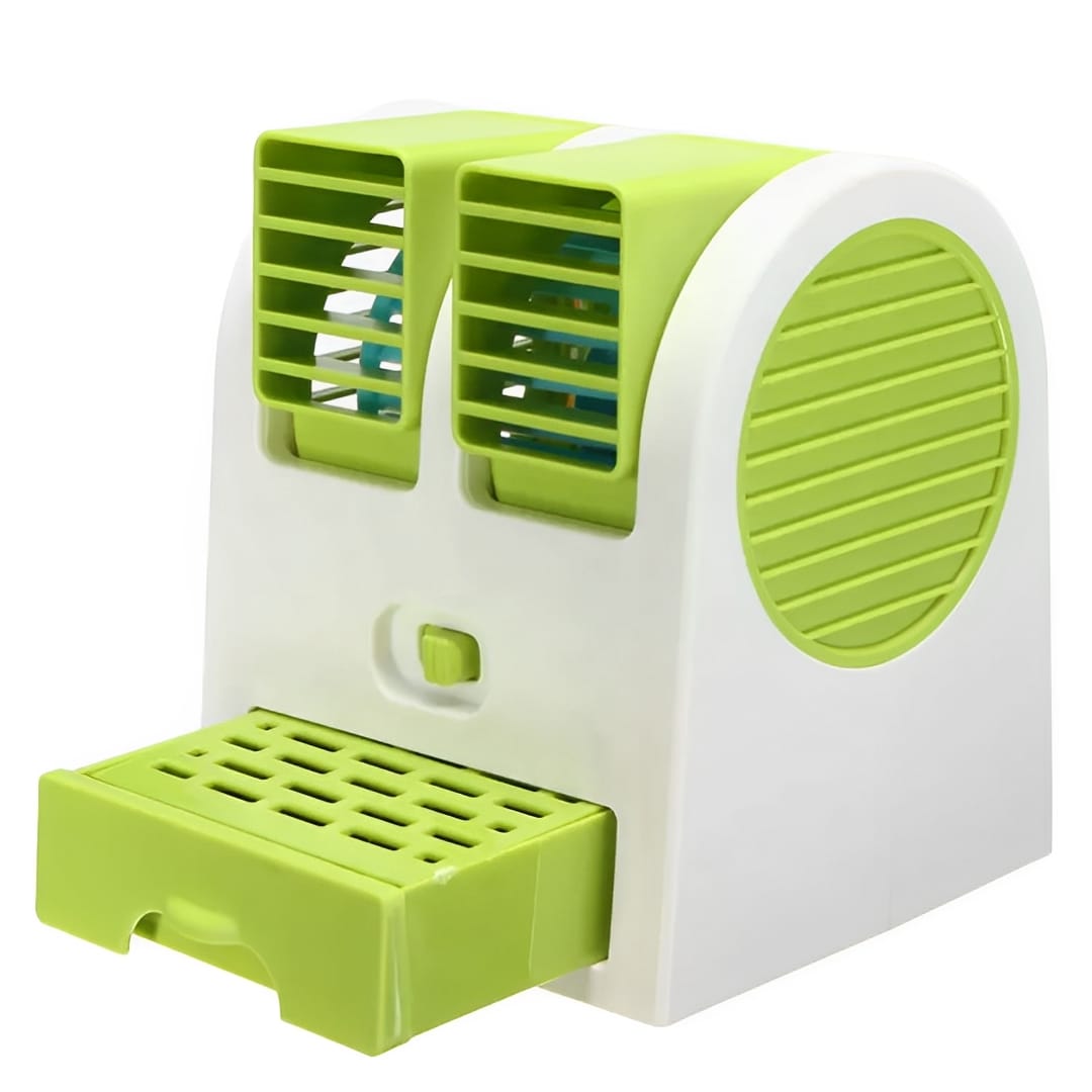Portable Mini AC Air Cooler USB & Battery Operated | Dual Blower with Ice Tray