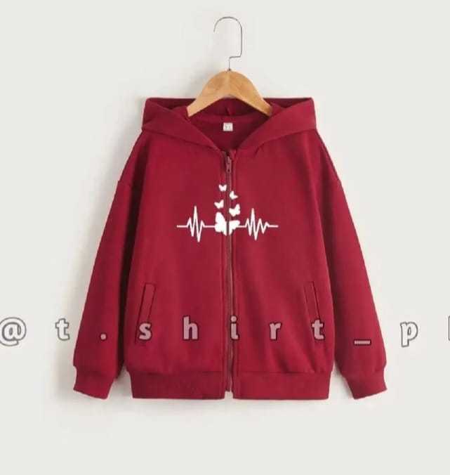 Classy Stylish Zipper Print Kangaroo Hoodie for Women & Girls | Long Sleeve Drawstring Winter Pullover Sweatshirt