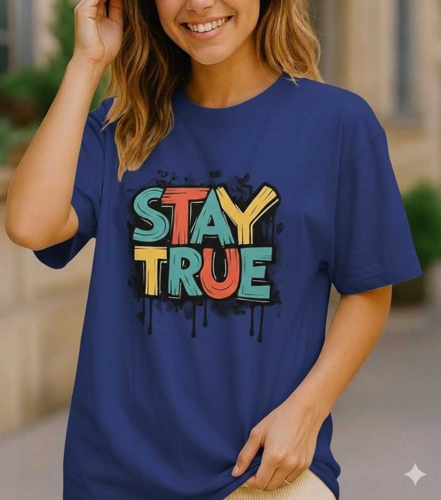 Stay True Summer DTF Printed T-Shirt for Women | Soft Cotton Round Neck Casual Graphic Tee - Image 3