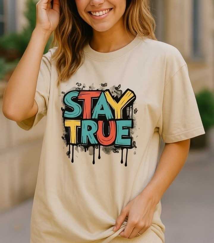 Stay True Summer DTF Printed T-Shirt for Women | Soft Cotton Round Neck Casual Graphic Tee - Image 5