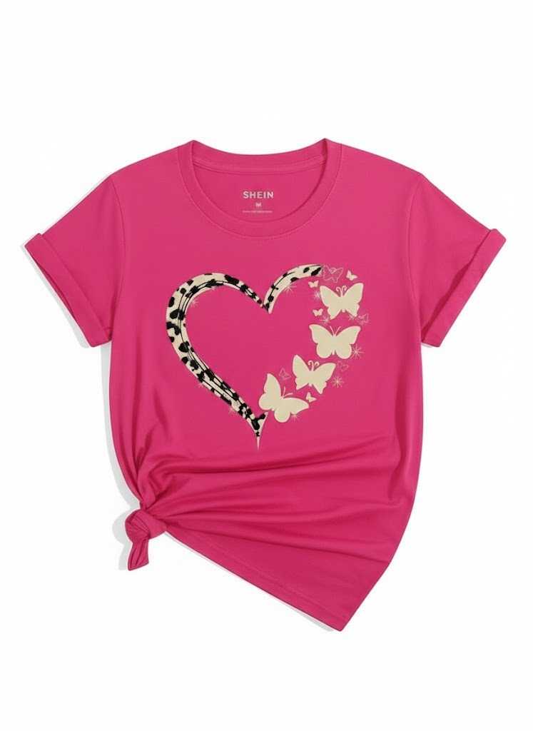 Cute Flower Heart Printed T-Shirt for Women – Soft Casual Summer Graphic Tee - Image 2